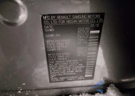 2015 Nissan Rogue S из США, поврежденный, VIN KNMAT2MV7FP544654